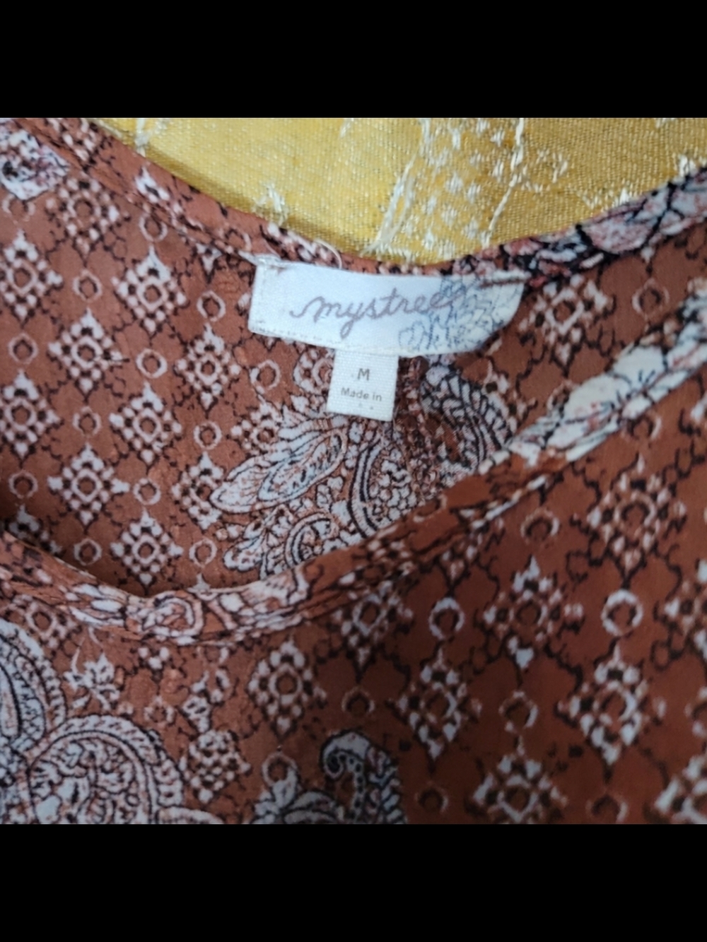 Mystree Boho Maxi Dress Medium | Rust Paisley Floral slip Dress Ruffle Hem - Picture 6 of 7